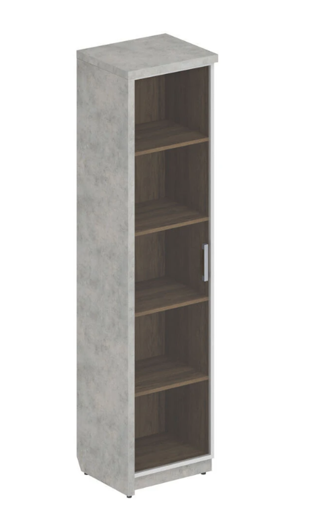 Шкаф для документов узкий со стеклом Wood&Stone