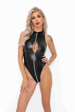 Эротическое боди с молнией Powerwetlook bodysuit with front zipper