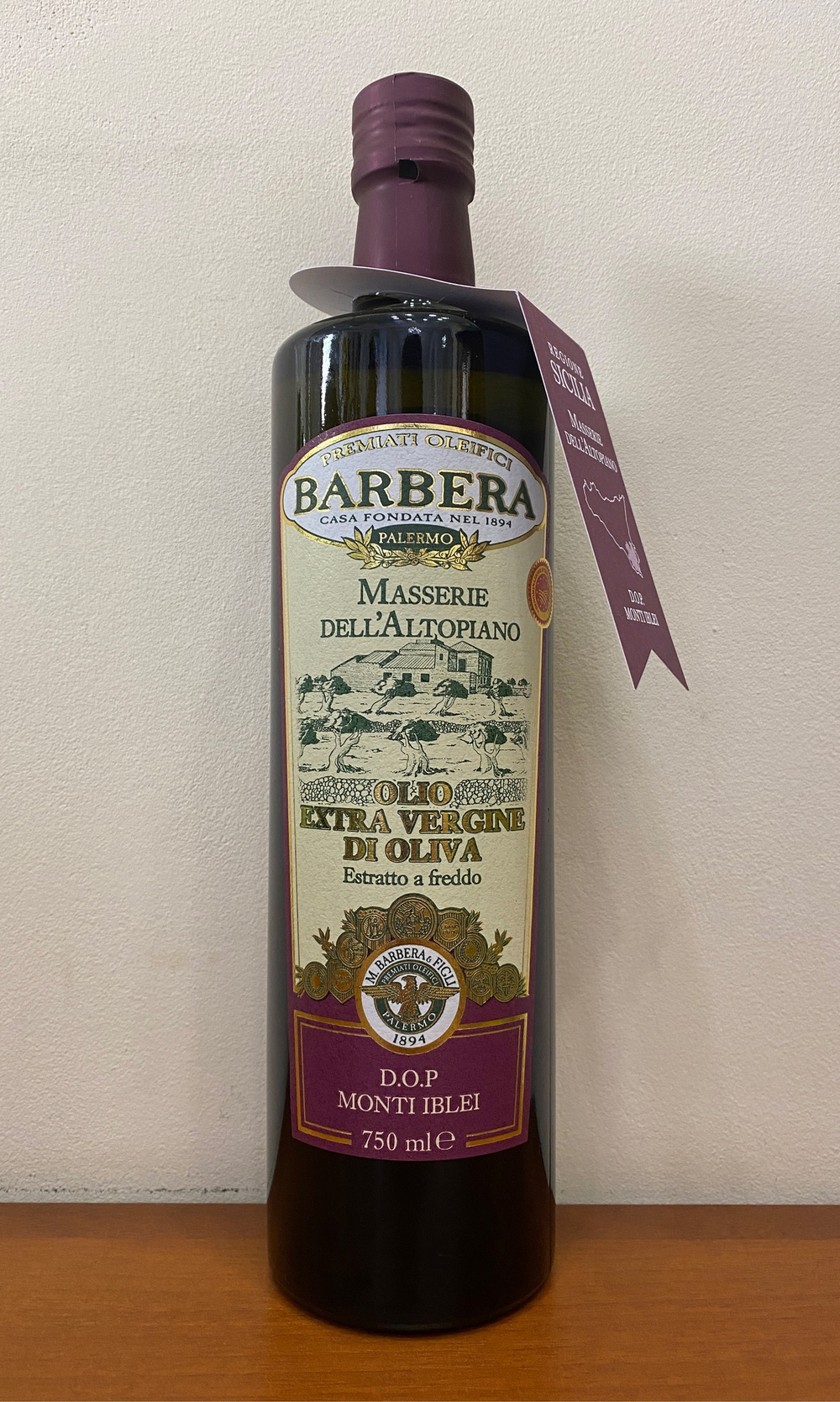 Оливковое масло BARBERA "MASSERIE dell`ALTOPIANA", D.O.P. Monti Iblei, Extra Virgin, 750 мл, Италия