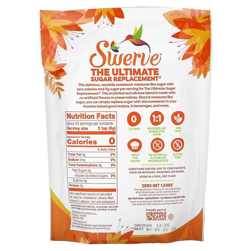 Swerve, Лучший заменитель сахара, гранулированный, 340 г (12 унций)