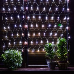 ULD-N1515-96-TTK WHITE IP44 Сетка светодиодная с эффектом мерцания. 1.5х1.5м. Соединяемая. 96 светодиодов. Белый свет. Провод прозрачный. TM Uniel