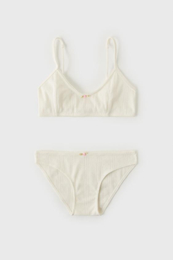 ZARA КОМПЛЕКТ ИЗ ТОПА И ТРУСОВ Z3D, ЭКРЮ