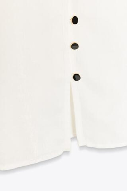 ZARA РУБАШКА С ПОДПЛЕЧНИКАМИ, ЖЕЛТОВАТО-БЕЛЫЙ