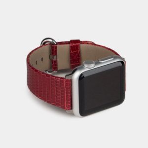 Ремешок для Apple Watch 40/41/42 mm из кожи ящерицы, красного цвета