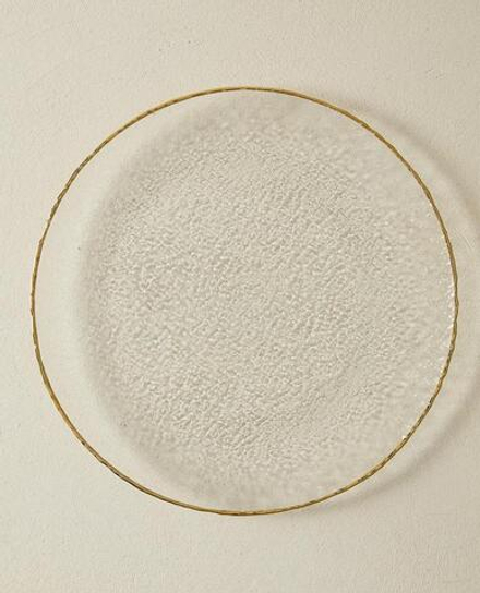 ZARA HOME СЕРВИРОВОЧНАЯ ТАРЕЛКА ИЗ РЕЛЬЕФНОГО СТЕКЛА С ЗОЛОТИСТОЙ КРОМКОЙ, ПРОЗРАЧНЫЙ