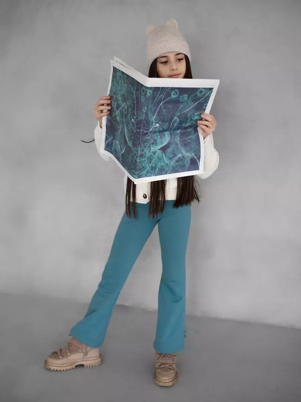 Штаны для девочки клеш голубые