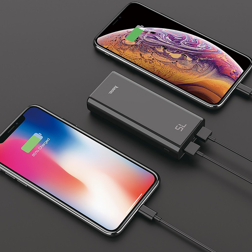 Внешний Аккумулятор (Power Bank) Hoco J45 10000 mAh (2A, 2USB, MicroUSB, Type-C, LCD) Черный