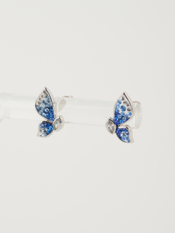 Серьги Голубая бабочка с кристаллами Swarovski