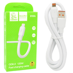 Кабель USB - Lightning DENMEN D28L 120W (белый) 1м