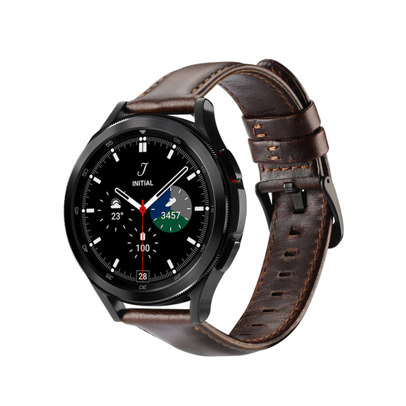 Ремешок из натуральной кожи коричневого цвета от Dux Ducis для смарт часов Samsung Galaxy Watch 45 и 46мм (размер крепления 22мм), серия Business Series