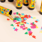 Пружинная хлопушка «Три кота» с тишью в форме звезд, 10 см.