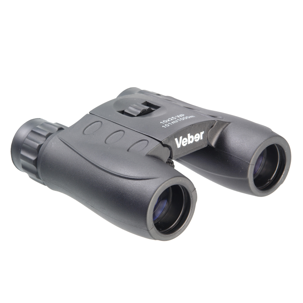 Бинокль Veber 10x25 WP черный - металлический корпус с обрезиненным покрытием