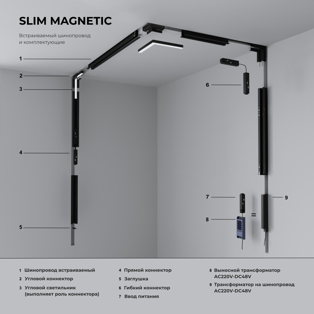 Slim Magnetic Шинопровод встраиваемый под ГКЛ 12,5мм (белый) (2м) 85207/00 85207/00