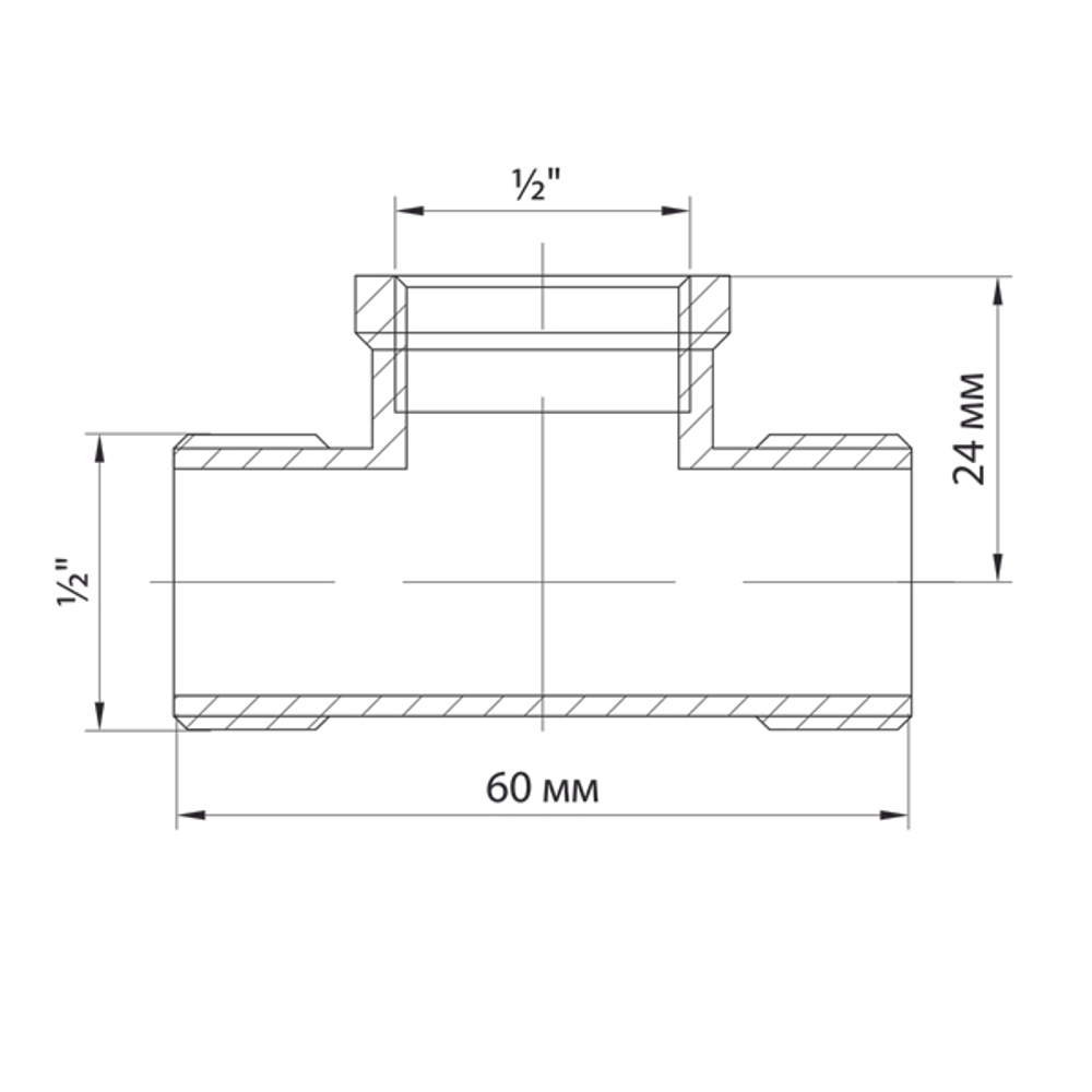 Тройник 1/2'' нар/вн/нар VRT® никель