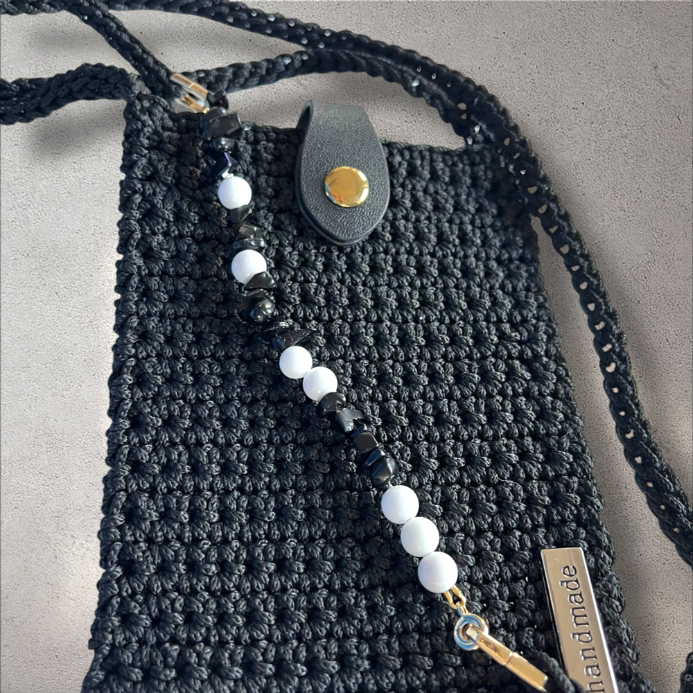 Сумка-чехол. Вставки из камней. Агат и Розовый кварц