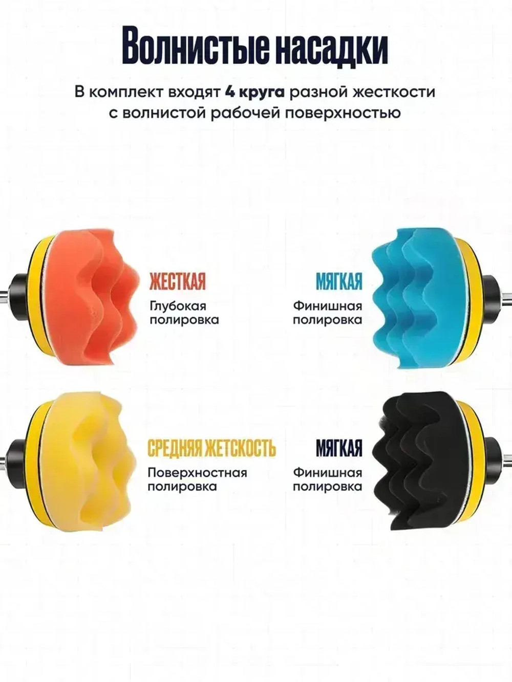 Круги полировальные на липучке для полировки кузова авто и фар насадки на подошву 80 мм