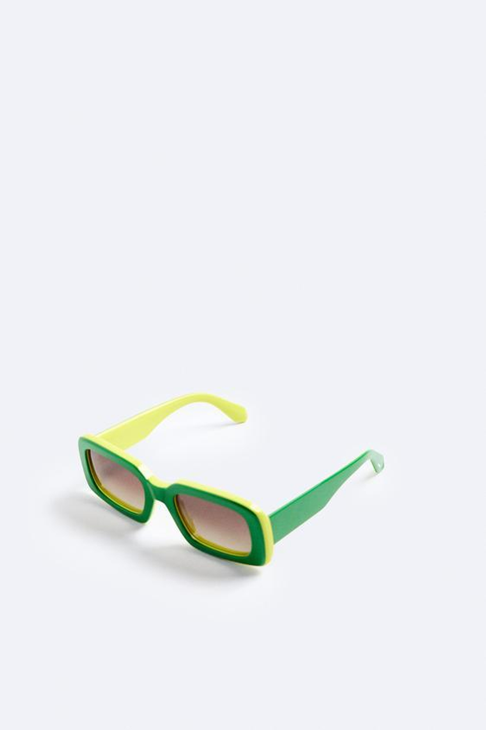 ZARA СОЛНЦЕЗАЩИТНЫЕ ОЧКИ В КОНТРАСТНОЙ ПРЯМОУГОЛЬНОЙ ОПРАВЕ, ЗЕЛЕНЫЙ