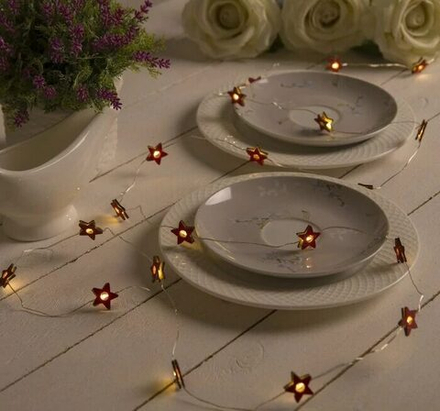 НИТЬ, 2 м, "Роса", с насад, "Звезда красная", LED-20-3V, 2*АА (не в компл), фиксинг,Т/БЕЛЫЙ