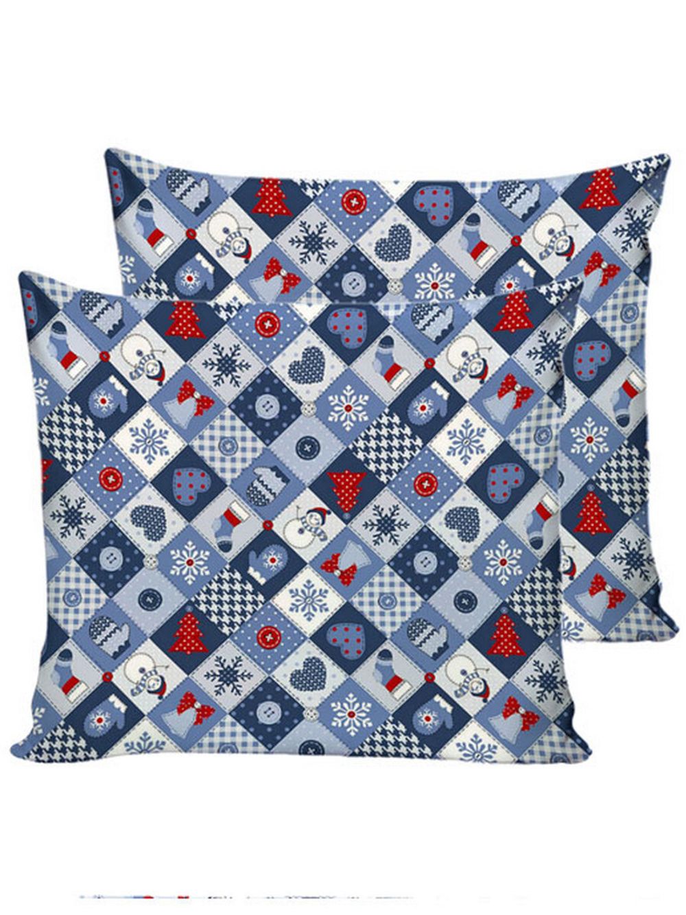 Постельное белье Сказка "Новогодний пэчворк" семейное Наволочка 70х70 см 2 шт Простынь 240х215 см Пододеяльник 145х215 см(2шт) , перкаль