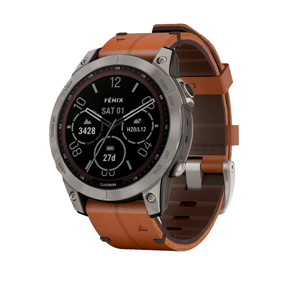 Умные часы Garmin Fenix 7X, 51mm, Sapphire Solar Leather Black Brown (010-02541-19)
