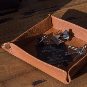 Лоток для мелочей из натуральной кожи теленка, цвета карамель