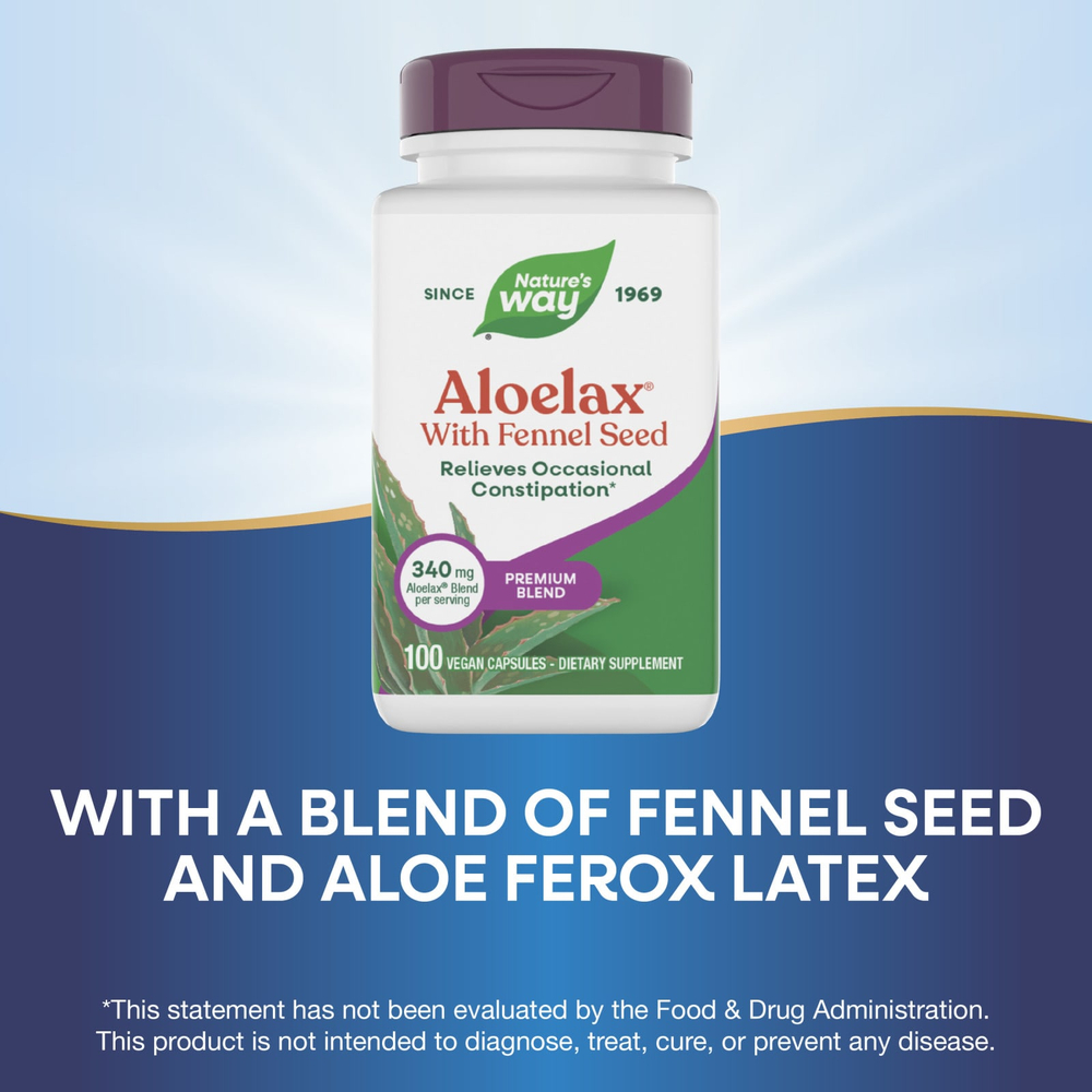 Nature's Way, Aloelax® с семенами фенхеля, 100 веганских капсул