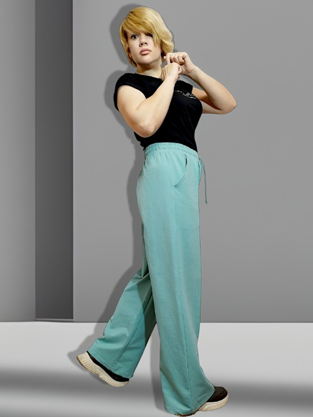 OWS-77 Брюки женские с карманами (футер 2-х нитка) (XL (52))