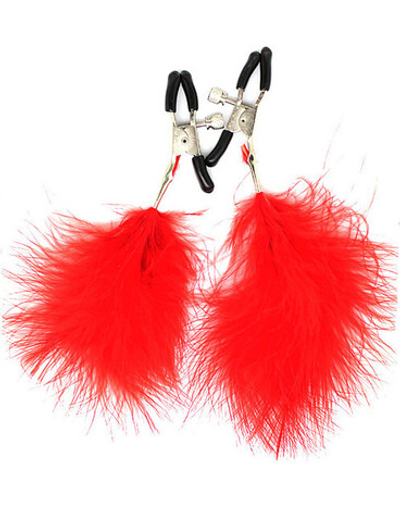 Зажимы для груди с красным пёрышком, регулируемые (Цвет: красный)