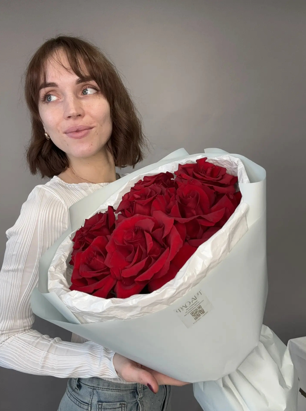 Бордовые французские розы (7шт) 