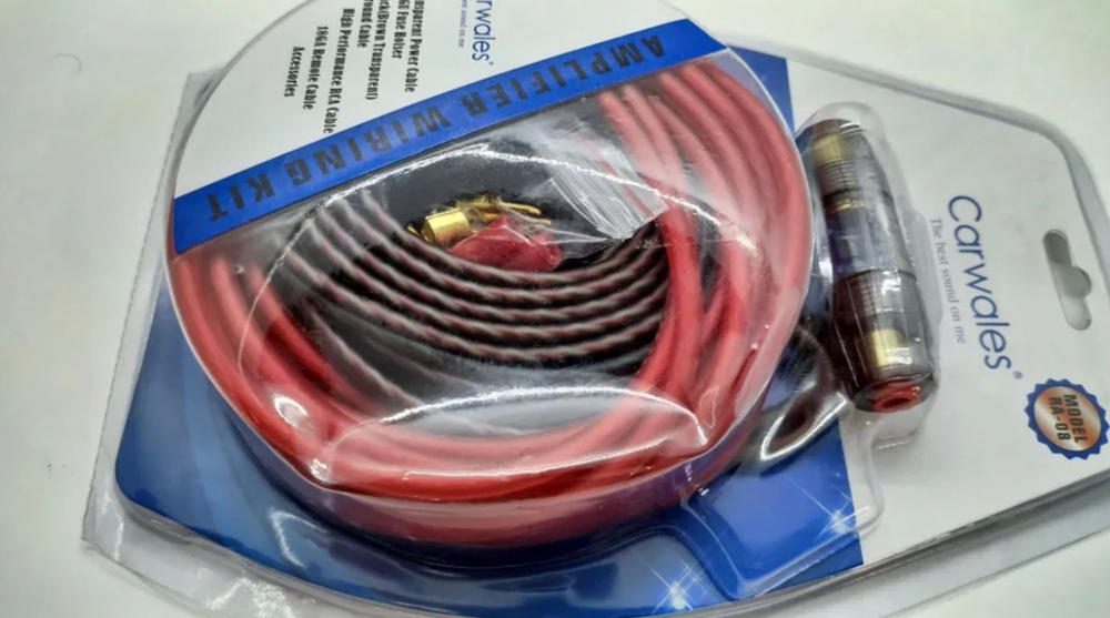 RA-08 / Комплект проводов для установки 2-х канального усилителя и сабвуфера, медные кабели, Carwales RA-08, TG (1 шт. / комплект)