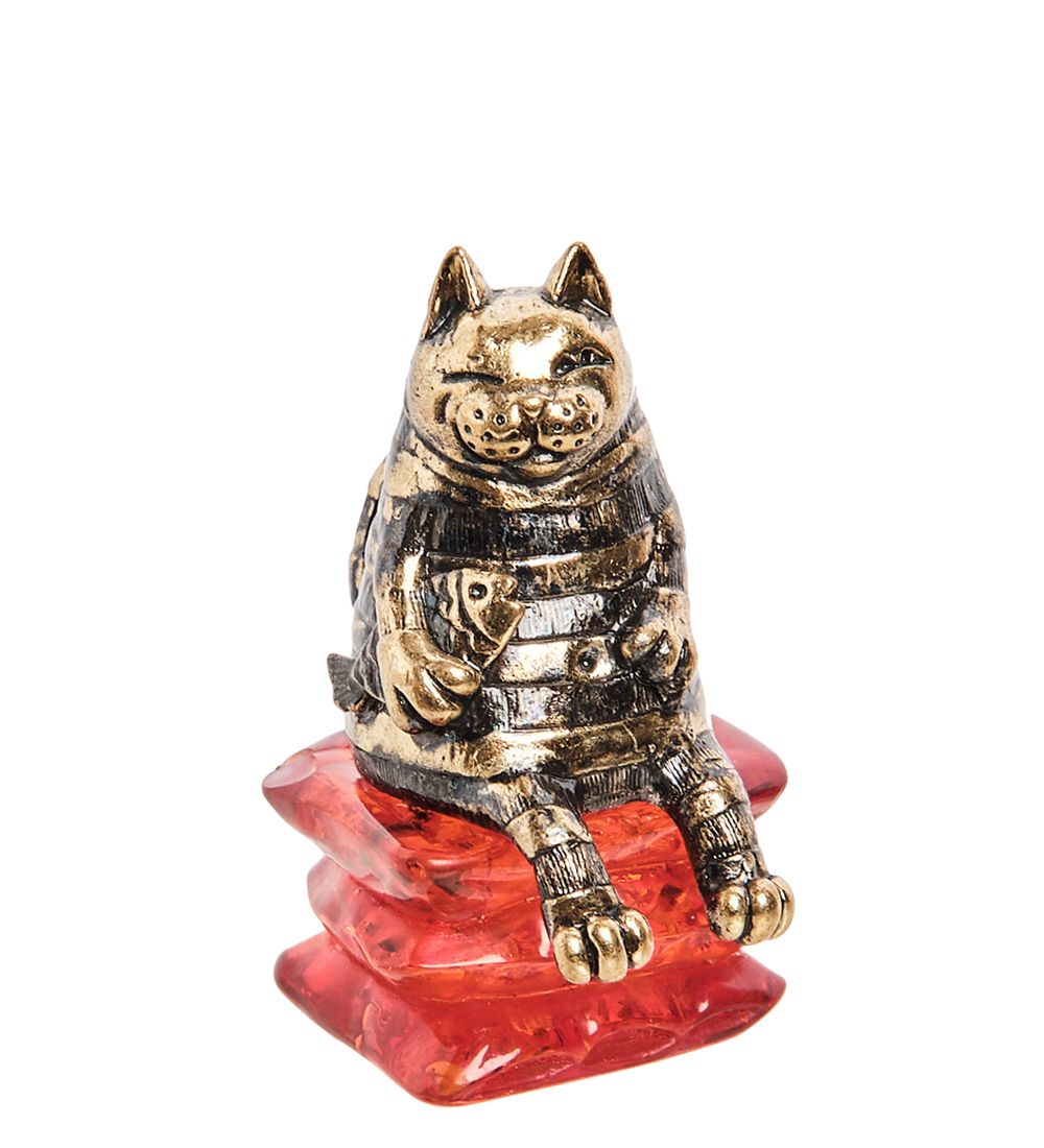 Народные промыслы AM-1973 Фигурка «Кот Василий» (латунь, янтарь)
