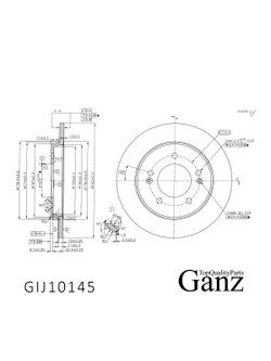 Диск тормозной задний с покрытием HYUNDAI CRETA 2016-> /D=262MM GANZ GIJ10145
