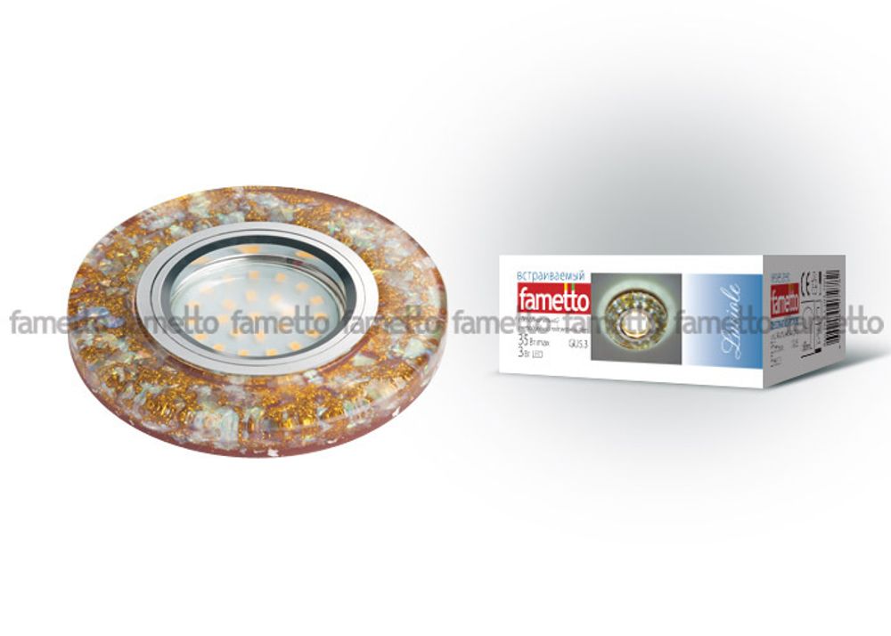DLS-L103 GU5.3 CHROME/BROWN Светильник декоративный встраиваемый, серия Luciole.  Без лампы, GU5.3. Доп. светодиодная подсветка 3Вт. Металл/полимер. Х