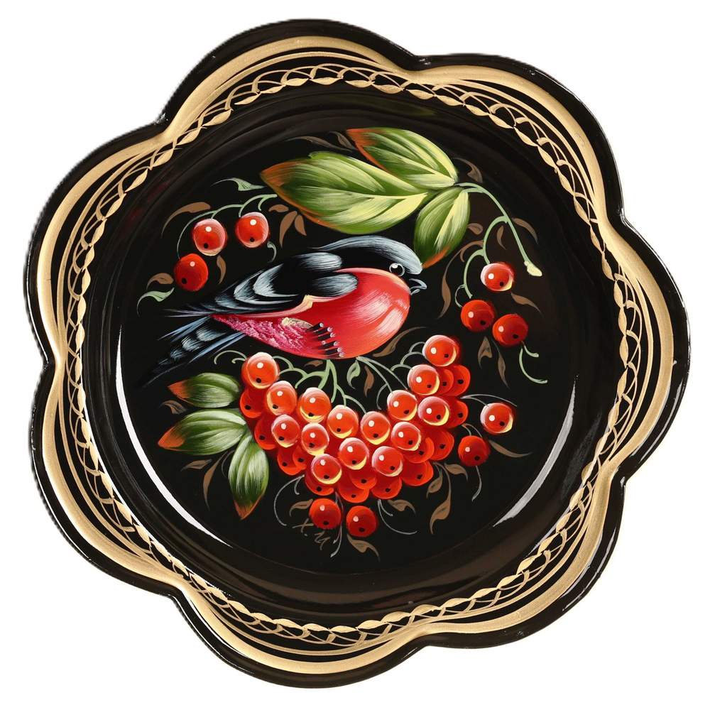 Жостовский поднос декоративный, размер 18 см (A1), металлический