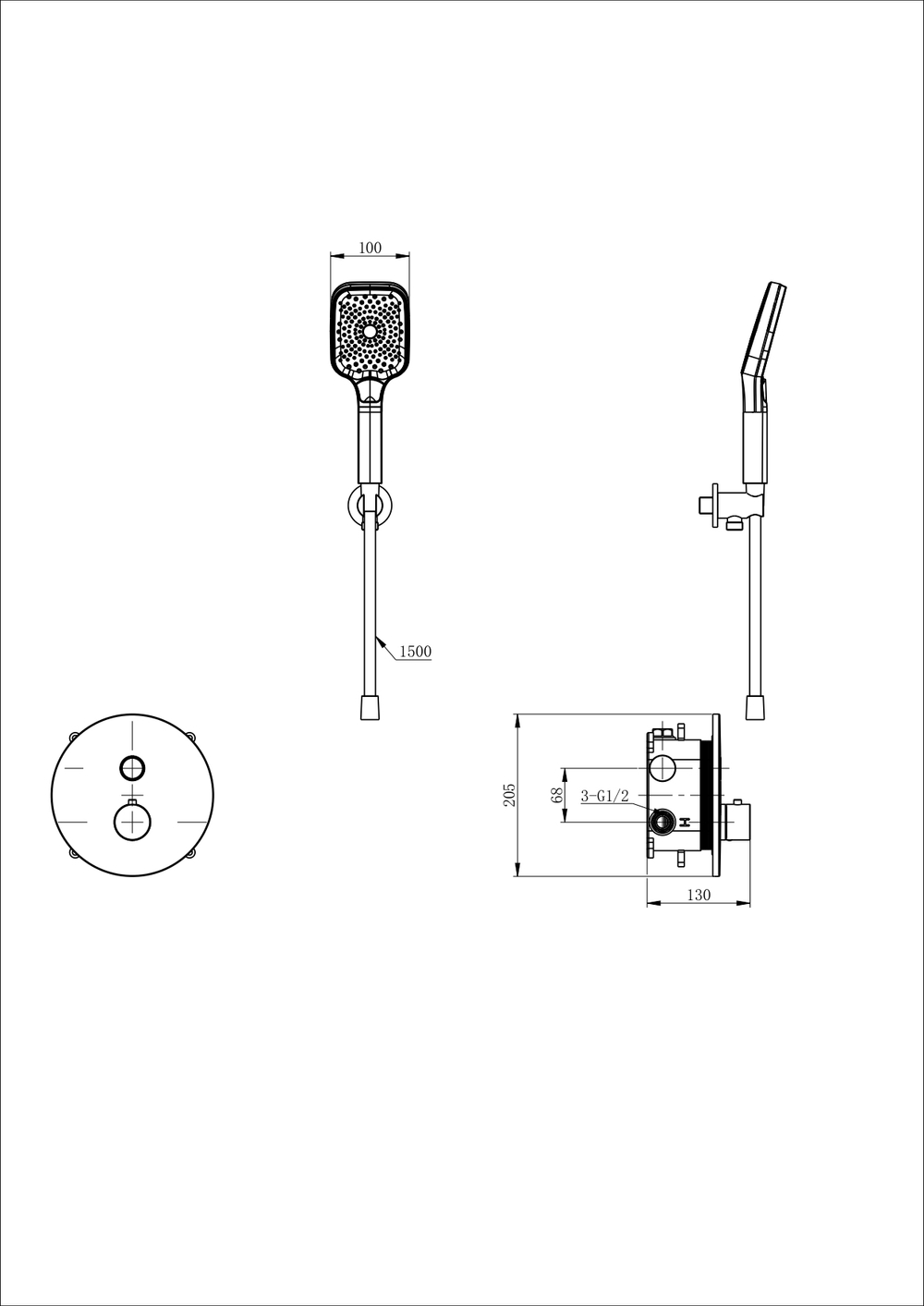 Смеситель для душа с термостатом встраиваемый WONZON & WOGHAND, Хром (WW-D1017-A-CR)