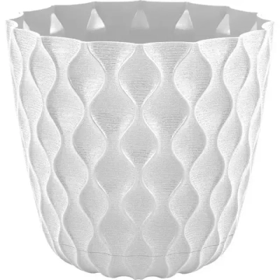 Горшок для цветов InGreen Wave с дренажной сеткой и съемным поддоном 0,65л,D115мм,белоснеж