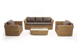 "Капучино" лаунж-зона из искусственного ротанга (гиацинт), цвет соломенный