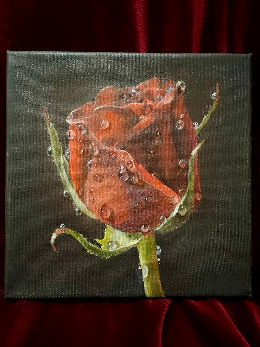 Картина «Роза» | Холст, масло 20х20 см | Художница Ефимова Ольга