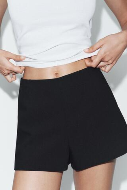 ZARA ШОРТЫ С ВЫСОКОЙ ПОСАДКОЙ, ЧЕРНЫЙ