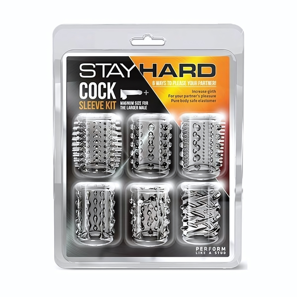 Набор из 6 прозрачных насадок на пенис с различным рельефом (Цвет: прозрачный)