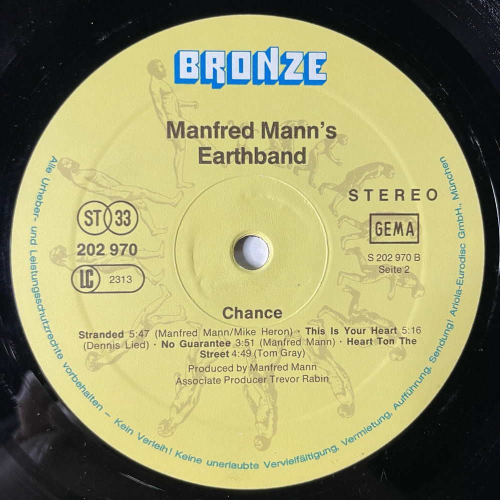 Винтажная виниловая пластинка LP Manfred Mann's Earth Band Chance (Germany 1980)
