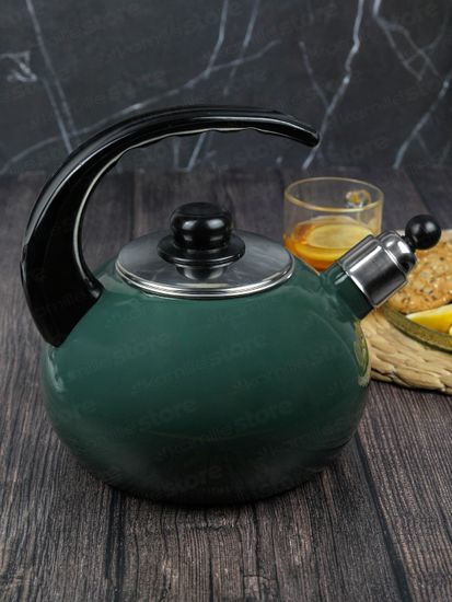 Чайник 2,5 л. эмалированный со свистком Kamille KM 1039D с черной бакелитовой ручкой