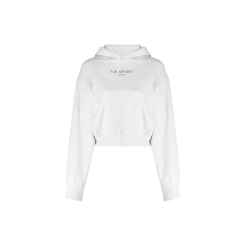 SPORTY & RICH Slogan-print Mélange-effect Hoodie