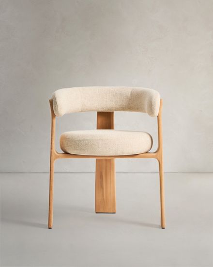 Уличный стул Granite бежевый с ножками из тикового дерева