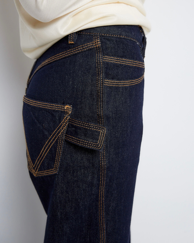 Джинсы с декоративными строчками темно-синий