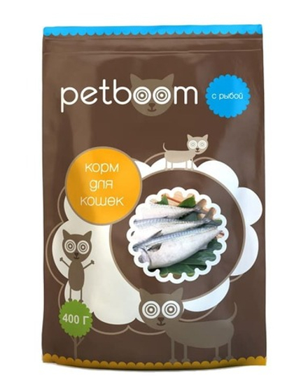 Корм сухой для взрослых кошек PETBOOM с рыбой 400г. Belkorm