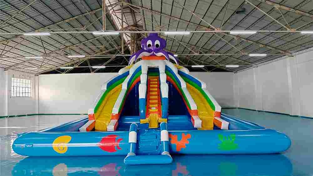 Надувная лестница для бассейна из ПВХ с бассейном, синий, 1,82*1,1*0,87 м