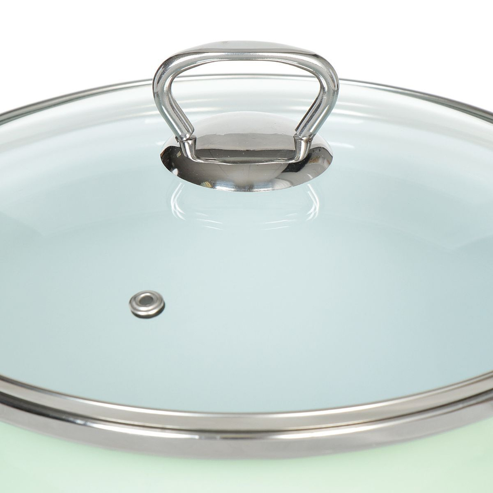 Кастрюля сталь, эмал, 3 л, с крыш, Сантэкс, 1-2430111, салатовый ментол, индукц