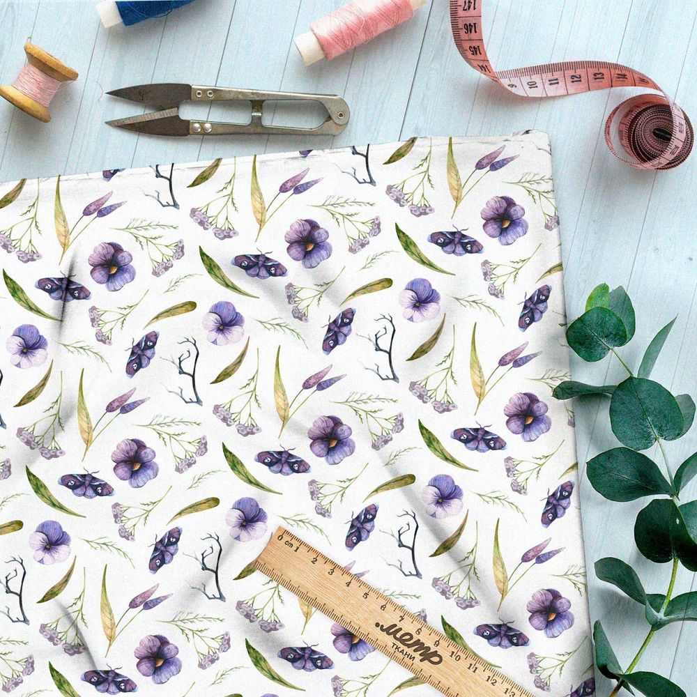 Ткань премиум дюспо тихая цветочная мелодия