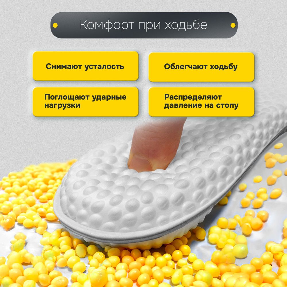 Стельки для обуви АНАТОМИЧЕСКИЕ ДЫШАЩИЕ, материал PU PRO, размер RU 34-39 / EU 35-40, с линиями выреза, SHEGRA (ШЕГРА), 700738